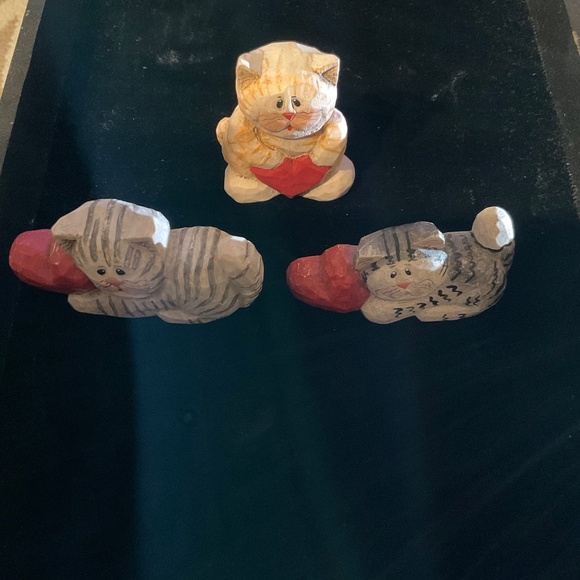 VTG Midwest of Canon Falls Resin Kitty Cats With Red Hearts ❤️ 3 Total - Picture 7 of 11